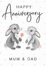 Cute Bunny Rabbit Anniversary Card - Parents - Mum & Dad - Happy Anniversary Mum & Dad created by Making Meadows Ltd