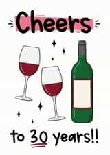 30th Birthday Card - Red Wine created by The Laughing Sloth