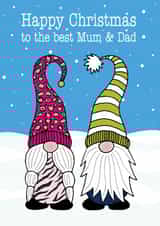 Best mum and dad gnome couple Christmas card created by Gellie Design