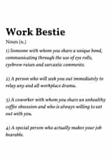 Work bestie coworker appreciation card created by Hint of Sarcasm