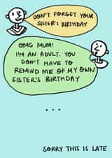 Belated Sister Birthday Card created by Rosie Johnson Illustrates