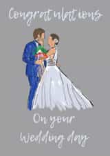 Congratulations on your Wedding day - Illustrated wedding card created by StuArt