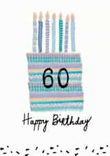 Happy 60th Birthday Cake Card created by Pom Pom Party Cards