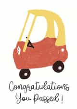 Congratulations you no longer have to drive a toy car card created by Liz Davies Illustration