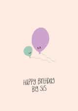 Big Sister Balloon Birthday Card created by Christine Cuddihy Illustration