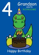 Roarsome Grandson 4th Birthday Card created by @Cupsie's Creations
