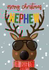 Cute - Festive - Merry Christmas Nephew - Nephew - Kids - Reindeer - Cool - Merry Christmas Card created by Nicola Watson