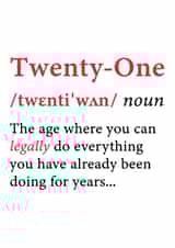 Twenty One Birthday Card Definition created by @RoseDesignCards