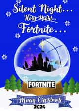 Fortnite Christmas 2024 gamer card. Complete in illustrated snow globe! created by Kerrylovescards