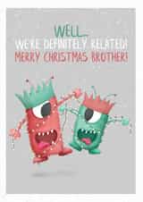 Definitely Related Funny Brother Monster Christmas Card created by Lanther Black