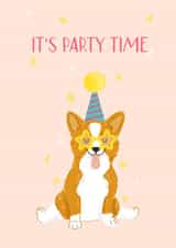 Cute, funny corgi. Party or birthday invitation. created by Anastasia Ultramarin