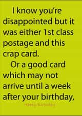 The Late Post Birthday Card created by ColourBlind Cards
