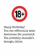 Sarcastic 18th Birthday Card created by Rhymes for Reasons