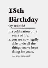 18th birthday definition card created by The Girl Next Draw Cards