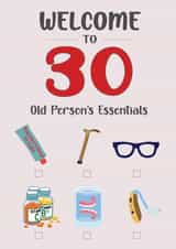 Welcome to 30 Cheeky Birthday Card- Old Person's Essentials Check List created by ShortRound888