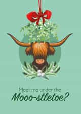 Highland Cow mistletoe Christmas Card created by Crazed Creative