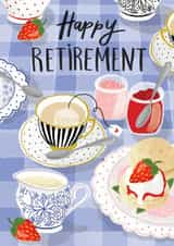 Cream tea & cake Happy Retirement card created by Making Meadows Ltd
