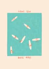 Surfing in the ocean card created by Lydia Ellen Greaves