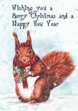 Red Squirrel Cute Christmas Card created by Jenna Catton Illustrations