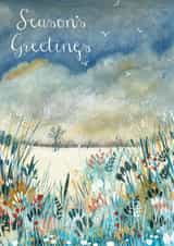 Season's Greetings, wintery scene. Festive created by Kate Brazier