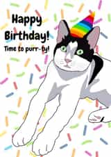 Happy Birthday cat party card created by kerilizmon
