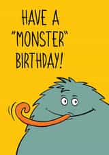 Kids Monster Birthday card for boys or girls created by Bold Print Studio