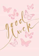 Pink Butterfly Good Luck Card For Her created by Honey & Velvet Studio