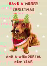 Dachshund Christmas Card - Adorable Sausage Dog Christmas and New Year Card created by Cujo Creations