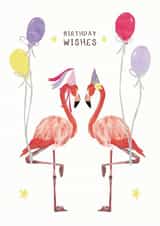 Flamingo Friends celebrate the biggest Birthday created by Evie Warren Illustration