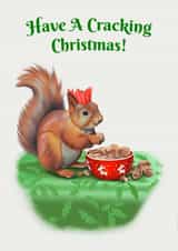 Squirrel Have a Cracking Christmas card created by Elizabeth Love Artist