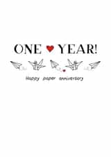 Cute One Year Anniversary Card - Paper Anniversary - One Year! created by Letters & Lines