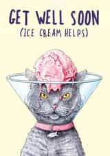 Cat Ice Cream Cone Get Well Soon Card created by Bewilderbeest