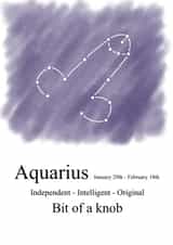 Cheeky zodiac-themed birthday card for an Aquarian created by Shore Designs