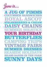 June Typographical Birthday Card created by Rosie Robins