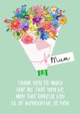 Thank you Mum flowers card created by PMPrinted