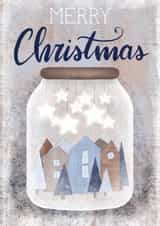 Village in a jar Christmas card created by Silvia Volpe