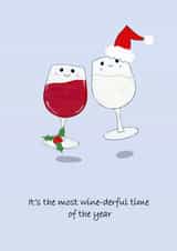 It's the most wine-derful time of the year Christmas card created by Quack Animal Art