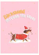 Dachshund through the snow Christmas card created by Coffee Cup Studio