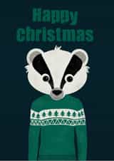 Happy Christmas jumper card | Badger Christmas Card created by Stripey Cats