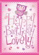 Super cute owl and cup cakes birthday card. created by Rainbow Bee Creations