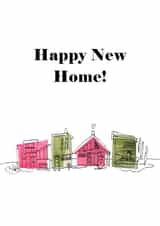 Retro illustrated new home card created by Claire Pollock