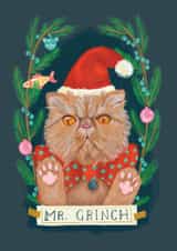 Mr. Grinch cat Christmas card created by Jolly Dragons