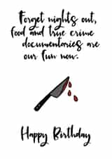 A True Crime Birthday Card created by Tiny Tiger
