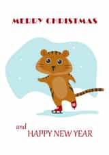 Cute Christmas and Happy New Year card with a tiger created by Alena Kazhkenova