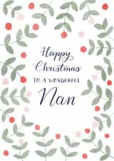 Happy Christmas Wonderful Nan - Watercolour classic pretty traditional card created by Nicki O'Donoghue Studio