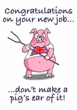 New job congratulations pig card  created by Winnie the Pig 