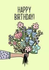 Floral card, flowers, bunch of flowers, happy birthday, floral birthday card, birthday flowers, for her, mum card, mother’s card, card for mums birthday created by By Emma Dearling