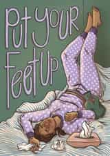 Put your feet up Get well soon card created by Tee Ansell Draws