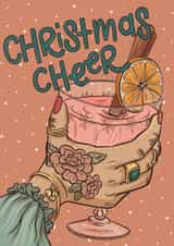 Christmas cheer cocktail card created by Tee Ansell Draws