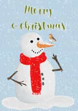 Merry Robin and Snowman created by Sarah Barker Illustrations